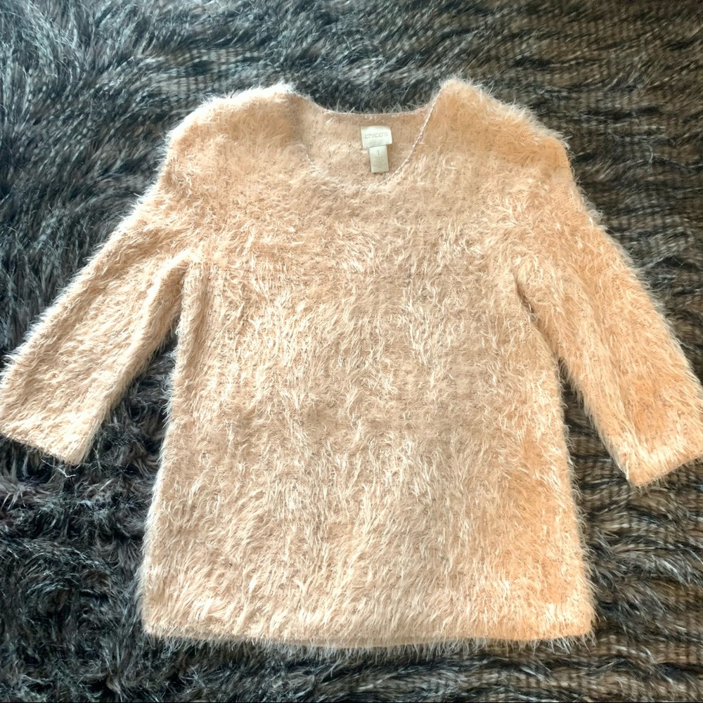 CHICO’s Pinky peach fuzzy sweater